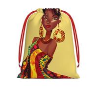 traditional african girl painting Gift Bags with Drawstrings, M | Soft Velvet Pouch Storage, Sack Xmas Storage Bag Perfect for Party Wedding Christmas