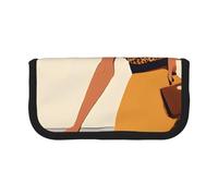 Traditional African Girl Painting Large Capacity Canvas Pencil Case, Sturdy and Durable, Easy to Store in an Orderly Manner