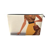 Traditional African Girl Painting Leather Travel Wash Bag, A Fashionable and Practical Makeup Organizer