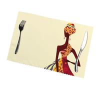 Traditional African Girl Painting Print Anti-Oil Heat-Resistant Placemat 12x18in (Set Of 6) - Elegant, Durable, Diy Custom Print Dining Table Décor