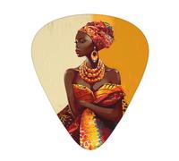 Traditional African Girl Painting Printed Guitar Picks 12 Pcs With Organizer Storage Box,Thin,Medium,Heavy Guitar Picks,For Acoustic Guitar Bass