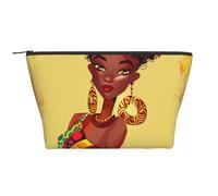 Traditional African Girl Painting Prints Trapezoid Makeup Bag Travel Cosmetic Organizer with Foam Padding for Gym, Office, and Weekend Trips