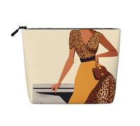 Traditional African Girl Painting Single Layer Linen Like Makeup Bag, Lightweight and Cute, Easy to Use