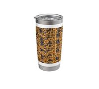 Traditional African Mud Cloth (Bogolanfini) Pattern in Black Stainless Steel Insulated Tumbler