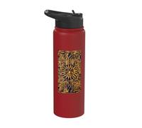 Traditional African Mud Cloth (Bogolanfini) Pattern in Black Stainless Steel Insulated Water Bottle