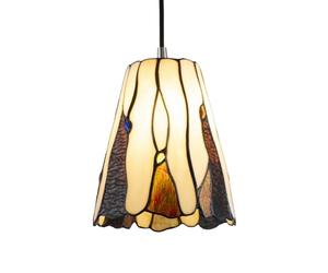 Traditional Amber Stained Glass Tiffany Pendant Light Shade with Coloured Gems | 20cm x 17cm | 100% Handmade by Happy Homewares