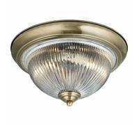 Traditional Bathroom Ceiling Light With Ribbed Clear Glass