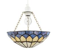 Happy Homewares Lavender Purple Stained Glass Domed Tiffany Pendant Shade with Chains Happy Homewares Purple