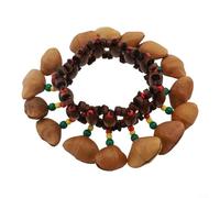 Traditional Ankle Rattles Made from Natural Nuts Shell and Wooden Inner Ring, Handheld Bracelet Shaker Instrument for Folk Music Enthusiasts, 48-78mm Band Diameter