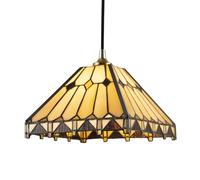 Art Denergy saving Style Amber Tiffany Pendant Shade with Gold Triangles and Diamonds Happy Homewares Amber One Size