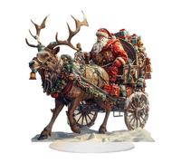 Traditional Artistic Winter Holiday 2D - Santa Claus And Reindeer Sleigh Acrylic Sign Decor 15x15cm,for Bedside Study Living Room Bookshelf Dorm Housewarming Birthday New Year Party