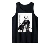 Traditional Asian Ink Brush Art Bushido Warrior Giant Panda Tank Top