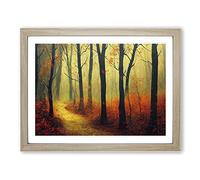 Traditional Autumn Forest H1022 Framed Print for Living Room Bedroom Home Office Décor, Wall Art Picture Ready to Hang, Oak A4 Frame (34 x 25 cm)