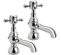 Traditional Bathroom Bath Pillar Taps - Crosshead Handles - Chrome
