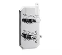 Balterley Concealed Thermostatic Shower Valve, Traditional Lever & Crosshead Handles with Rectangular Plate Bathroom Shower Valve, Dual Control 1 Outlet Valves for Showers - 120 x 135 x 210mm (Chrome)