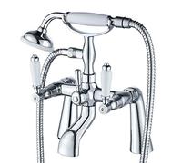 Traditional Bathtub Mixer Tap,Luckyhome Victorian Bath Shower Mixer Tap with Hand Held Shower Head Solid Brass Chrome Finish Filler Bath Tap