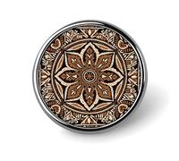 Traditional Batik Patterns Round Lapel Pins for Men Women Metal Button Pin Fashion Personalized Brooch Pins for Men Suits Cute Brooch Badge for Backpack Clothing Hat Bag Decoration