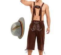Traditional Bavarian Trousers - 105 cm Men's Outfit, Authentic Leather Trousers, Solid Fabric, Adjustable Fit | German Beer Festival Costume for Family Reunion, Dads, Boyfriends, Cultural Four