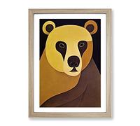 Traditional Bear No.1 Abstract Framed Print for Living Room Bedroom Home Office Décor, Wall Art Picture Ready to Hang, Oak A4 Frame (34 x 25 cm)