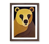Traditional Bear No.1 Abstract Framed Print for Living Room Bedroom Home Office Décor, Wall Art Picture Ready to Hang, Walnut A2 Frame (64 x 46 cm)