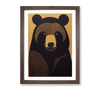 Traditional Bear No.2 Abstract Framed Print for Living Room Bedroom Home Office Décor, Wall Art Picture Ready to Hang, Walnut A4 Frame (34 x 25 cm)