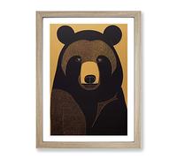 Traditional Bear No.2 Abstract Framed Print for Living Room Bedroom Home Office Décor, Wall Art Picture Ready to Hang, Oak A4 Frame (34 x 25 cm)