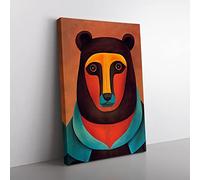 Traditional Bear No.4 Abstract Canvas Print for Living Room Bedroom Home Office Décor, Wall Art Picture Ready to Hang, 76x50 cm (30x20 Inch) CAN3020-V1022-CK-4714