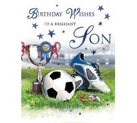 Traditional Birthday Card Brilliant Son Football - 8 x 6 inches - Regal Publishing