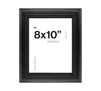 Traditional Black 8x10 Photo Frame for 8x10 (20 x 25cm) Photos or Pictures, Plexi Glass, Freestanding or Wall Mounted Landscape or Portrait