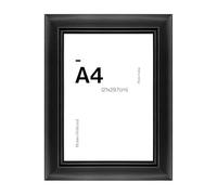 Traditional Black A4 Photo Frame for A4 (21 x 29.7cm) Photos or Pictures, Plexi Glass, Freestanding or Wall Mounted Landscape or Portrait