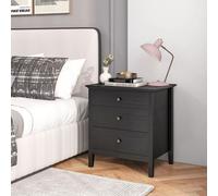 Traditional Black Bedside Table with 3 Drawers Wyld and Coco Grey 1 Pack