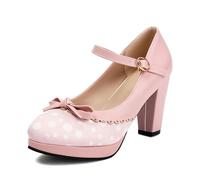 Traditional Block Heel for Elegant Performances - Bridal Shoes Dance Shoes with Fastening Classic Women's Pumps for Everyday Leisure Events, pink, 4 UK