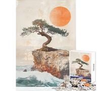 Traditional Bonsai Tree on Cliff for Adults 1000 Piece Puzzle Train Logical Thinking And Problem-solving Relaxing Stress Free Enjoyment (38x26cm)