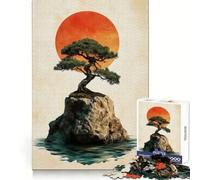 Traditional Bonsai Tree Sunset Artwork Jigsaw Puzzle 1000 Piece for Teenagers Brain Stimulation Happy Idle Time Premium Cut (38x26cm)