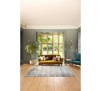 HUG RUG Washable Eco-friendly Non-slip Rug for Bedroom, Living Room, Hallway, Kitchen, Entryway Eco-Washable Vintage Imperial Grey 120X185