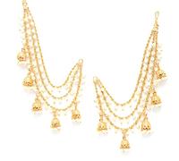 Traditional Brass 18 K Gold Plated Wedding Jewellery Bahubali Inspired Long Chain Jhumki Earrings for Women and Girl By Indian Collectible