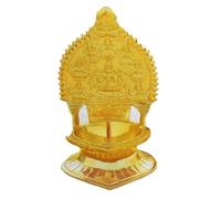 Traditional Brass Ashtalakshmi Oil Lamp, South Indian Temple Deepam, Decorative Pooja Diya, Size 4, Gold Finish