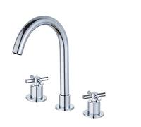 Traditional Brass Kitchen Sink Mixer Taps with Double Handle Three Hole Design for Hot and Cold Water Pair of Basin and Bathtub Faucets