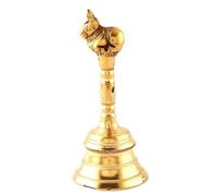 Traditional Brass Pooja Bell with Nandi, 10.16 cm, 120g, Hindu Temple Ghanti for Aarti and Worship
