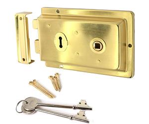 Traditional Brass Victorian Rim Lock - Left & Right Hand Fitting - Large Door Latch