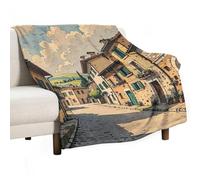 Traditional Brick Houses Blanket, Soft Flannel Fleece Blankets Quick-Dry, Lightweight Throw Blanket for Couch, Bed, Office & Travel, Ideal Gift for Family & Friends, 40"x50"
