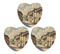 Traditional Brick Houses Car Air Freshener, 3 Pcs Love form Hanging Air Freshener Cards, Long Lasting Fragrance Scented Cards for Car, Home, Office White-style