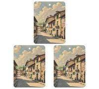 Traditional Brick Houses Car Air Freshener, 3 Pcs Square Hanging Air Freshener Cards, Long Lasting Fragrance Scented Cards for Car, Home, Office White-style