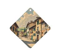 Traditional Brick Houses Car Air Freshener Hanging, Long Lasting Scented Car Aromatherapy Tablets, Rhombus Fragrance Scented Cards for Vehicles, Bedroom, Wardrobe White-style