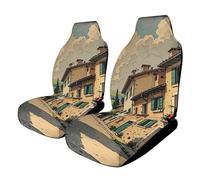 Traditional Brick Houses Car Seat Covers Universal, 2PCS Carseat Protector - Stretchable Fabric, Anti-Slip Elastic Car Seat Protector for Cars, SUV, Trucks