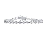 Traditional Bridal Jewelry Slender Danity Cubic Zirconia AAA CZ Pear Shape Tennis Bracelet Teardrop For Women Wedding Silver Plated 7 Inch