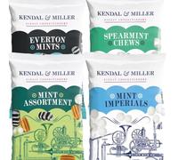 Traditional British Mints Gift Set 4 Pack - Spearmint Chews, Mint Imperials, Everton Mints & Mint Assortment - Retro Mint Candy - Vegetarian - 4 x 150g Bags