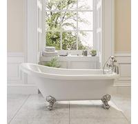 Traditional Buxton Freestanding Bath Single Ended Ball Feet 1550mm Acrylic White