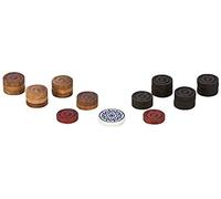 Traditional Carrom Coins and Striker Set- 24 Wooden Pieces with 1 Striker Included- Corrom Coins for Kids and Adults