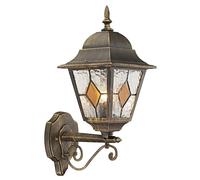 Traditional Cast Aluminium Outdoor Lantern Wall Light With Cathedral Glass Happy Homewares Metallic Gold One Size